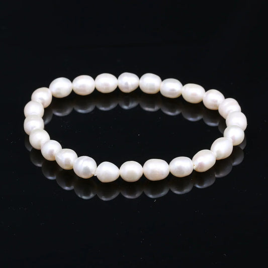 Luckacco Natural Baroque Pearl Bracelets White/Gray Freshwater Pearl Jewelry Gifts For Women Fashion Bracelets 7-8mm