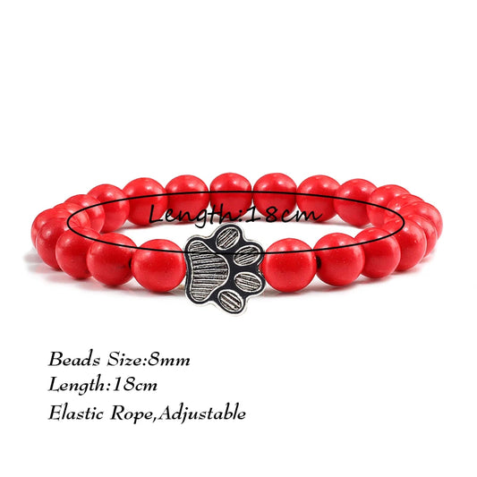 Luckacco Men Natural Black Lava Stone Bracelet Cat Paw Blue Pine Beaded Bracelets Bangles Energy Women Yoga Fashion Couple Jewelry Gifts