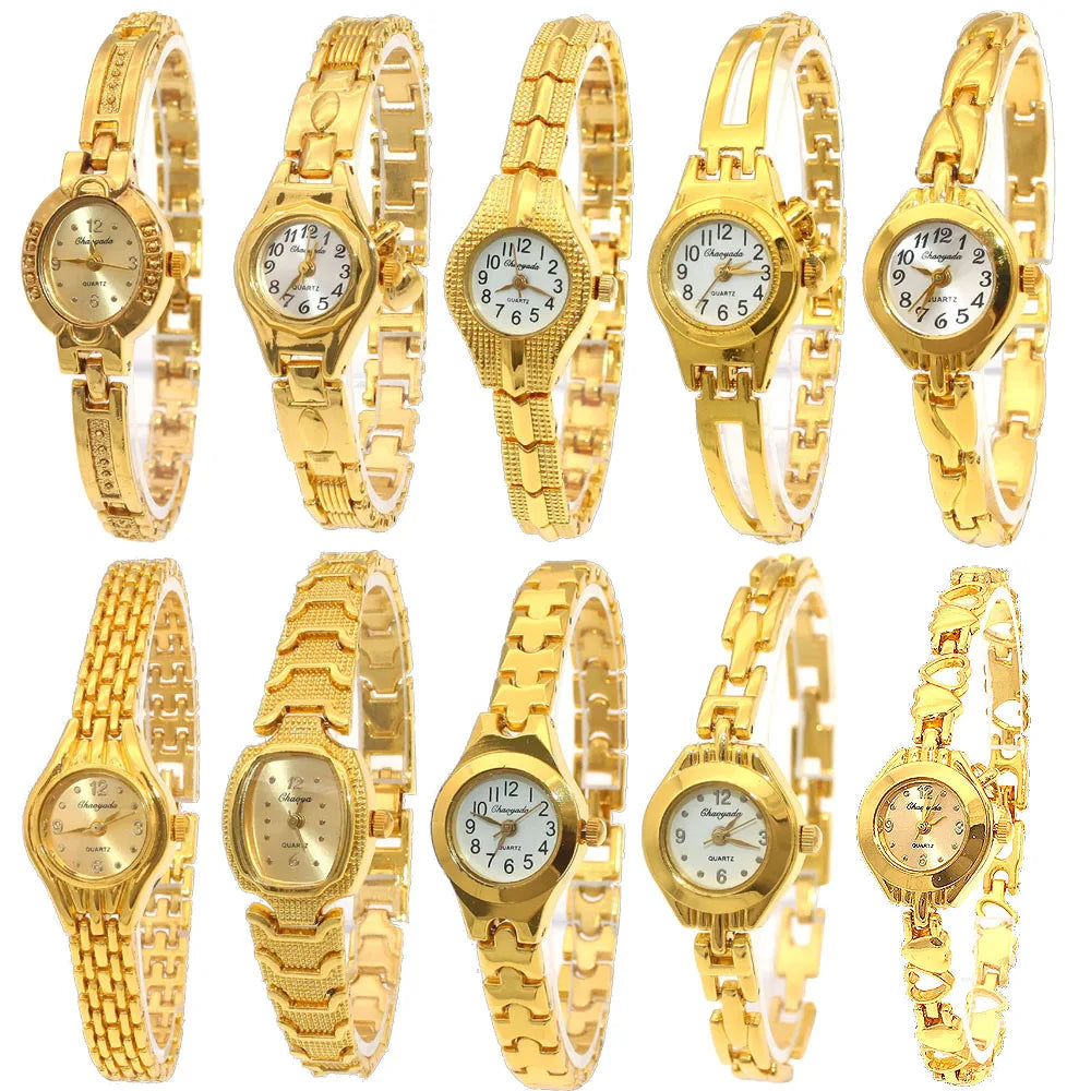 luckacco cute women bracelet watch mujer golden relojes small dial quartz watch popular wristwatch hour female ladies elegant watches