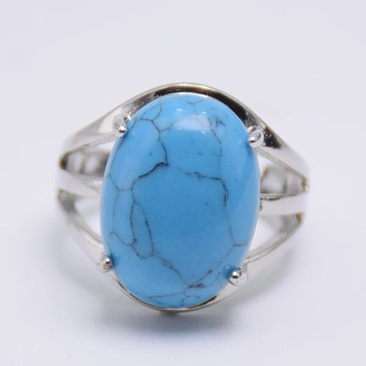Luckacco New Women Fashion Ring Natural Stone Pink Quartz Purple Crystal Lapis Opening Rings Opal Oval Bead Adjustable Size Party Jewelry