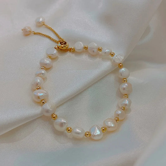 Luckacco 2020 New Baroque Natural Pearl Bracelet Sexy For Woman Bracelet Fashion Lady Temperament Bracelet Chaoren Jewelry South Korea