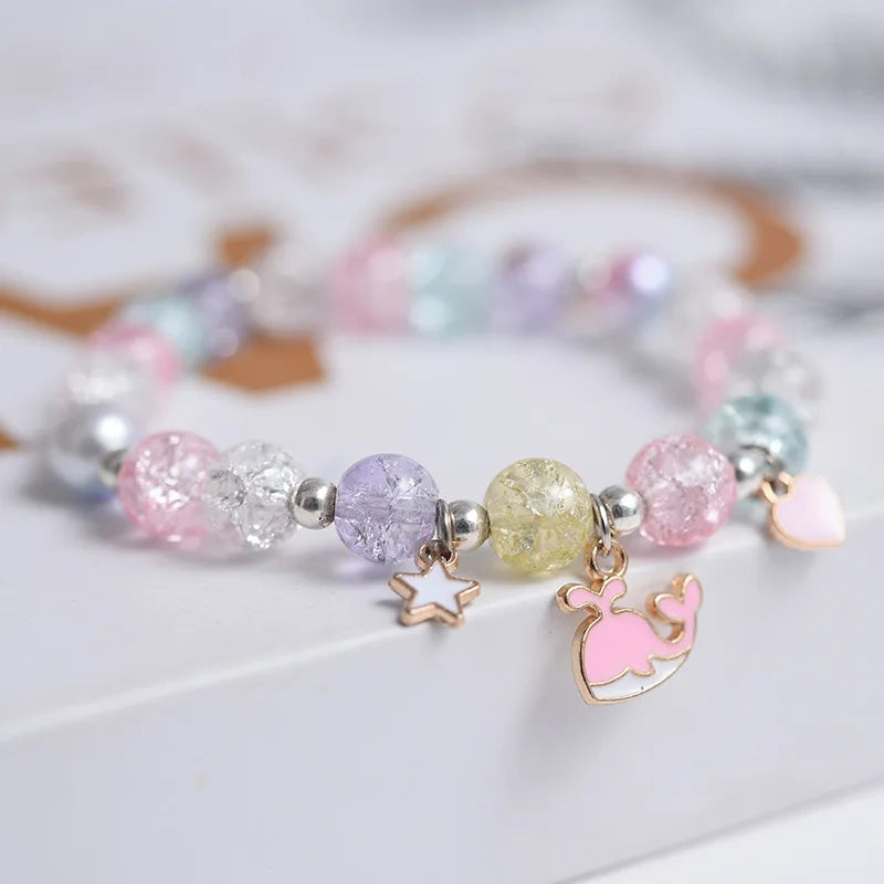 luckacco popcorn bead sweet bracelet for children women cute cloud flower pendant bracelets kids girls charm wish bracelet