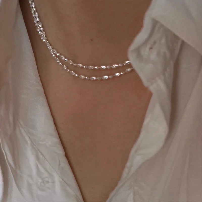 luckacco 925 sterling silver sparkling clavicle chain choker necklace for women fine jewelry wedding party birthday gift