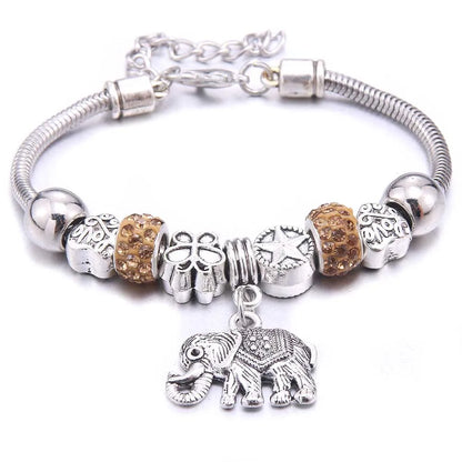 Luckacco  dragonfly owl Shape Crystal Charm Bracelets Beads Bracelet Women DIY Beads Brand Bracelets & Bangles Jewelry Gift