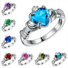 Luckacco Women Silver Color Zircon Crown Wedding Engagement Claddagh Ring Size 6-10