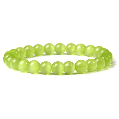 Luckacco 8mm Cat Eye Stone Beads Bracelet Fashion Natural Stone Cute Pink Chromatic Bead Bracelet Bangle for Women Jewelry Gifts Pulseira