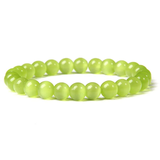 Luckacco 8mm Cat Eye Stone Beads Bracelet Fashion Natural Stone Cute Pink Chromatic Bead Bracelet Bangle for Women Jewelry Gifts Pulseira