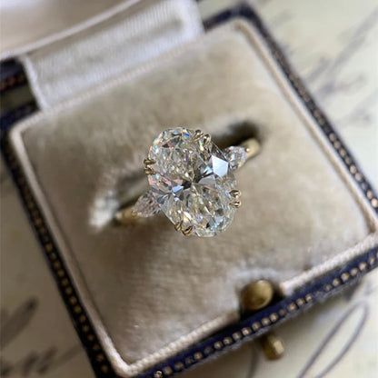 Luckacco daily picks Simple Oval Cubic Zirconia Wedding Bands Women's Ring Luxury Gold Color Engagement Rings Bright Fashion Jewelry