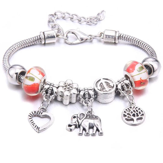 Luckacco  dragonfly owl Shape Crystal Charm Bracelets Beads Bracelet Women DIY Beads Brand Bracelets & Bangles Jewelry Gift