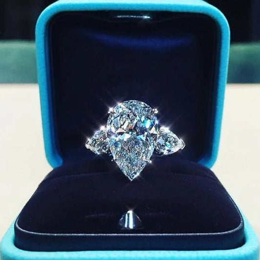 Luckacco daily picks Luxury Crystal Water Drop CZ Rings Women Proposal Engagement Ring Exquisite Wedding Anniversary Gift Party Trendy Jewelry