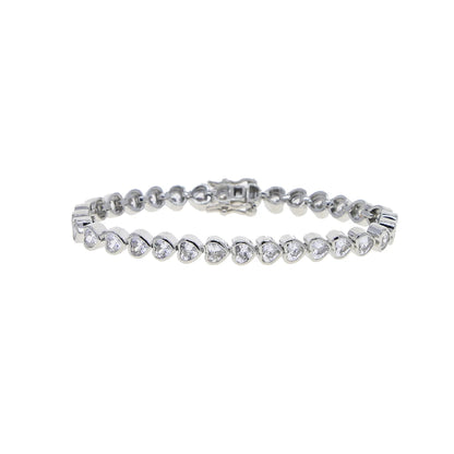 Luckacco 2025 New Iced Out AAA Cubic Zirconia Heart Tennis Chain Bracelet Silver Color CZ Charm Chain Bracelet Hip Hop Jewelry For Women