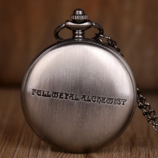 Luckacco Antique FullMetal Alchemist Edward Elric Cosplay Quartz Pocket Watch with Pendant Necklace Men Women Fob Watch