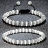 Luckacco Natural Opal Beads Bracelets Smooth Cat Eye Quartz Chakra Beads Bracelet & Bangle for Women Men Adjustable Wrist Jewelry pulsera
