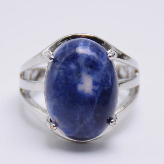 Luckacco New Women Fashion Ring Natural Stone Pink Quartz Purple Crystal Lapis Opening Rings Opal Oval Bead Adjustable Size Party Jewelry