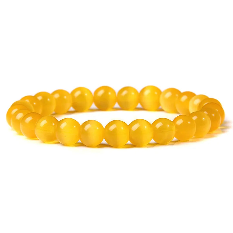 luckacco 8mm cat eye stone beads bracelet fashion natural stone cute pink chromatic bead bracelet bangle for women jewelry gifts pulseira