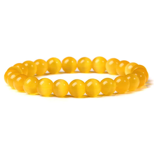 Luckacco 8mm Cat Eye Stone Beads Bracelet Fashion Natural Stone Cute Pink Chromatic Bead Bracelet Bangle for Women Jewelry Gifts Pulseira