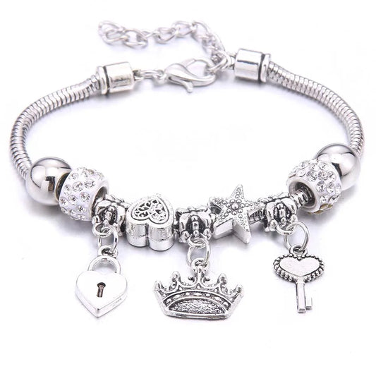 Luckacco  dragonfly owl Shape Crystal Charm Bracelets Beads Bracelet Women DIY Beads Brand Bracelets & Bangles Jewelry Gift