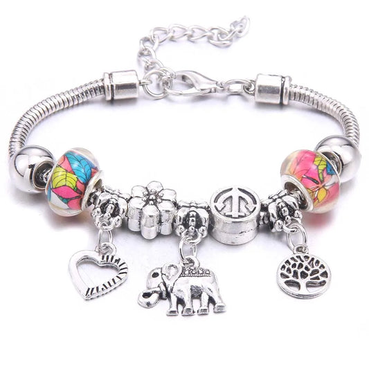 Luckacco  dragonfly owl Shape Crystal Charm Bracelets Beads Bracelet Women DIY Beads Brand Bracelets & Bangles Jewelry Gift