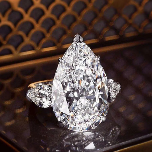 Luckacco daily picks Luxury Crystal Water Drop CZ Rings Women Proposal Engagement Ring Exquisite Wedding Anniversary Gift Party Trendy Jewelry
