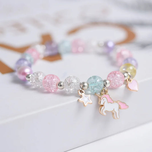 Luckacco Popcorn Bead Sweet Bracelet For Children Women Cute Cloud Flower Pendant Bracelets Kids Girls Charm Wish Bracelet
