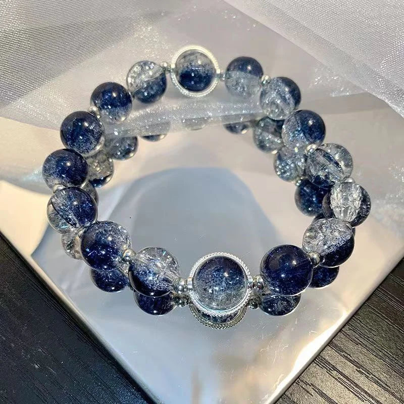 luckacco luxury galaxy planet bracelet for women popcorn crystal opal beads butterfly feather pendant bracelet harajuku jewelry gifts