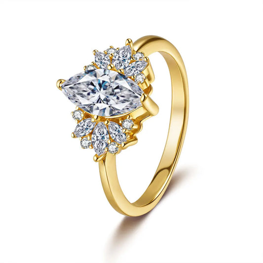 Luckacco Luxury 100% Real 18k Gold Diamond Moissanite Diamond Ring Women Engagement Diamond Ring