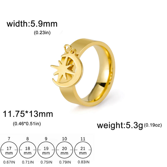 Luckacco Unift Women Stainless Steel Charms Rings Flower Leaf Spider Paw Pendant Finger Ring Fashion Minimalist Couple Jewelry