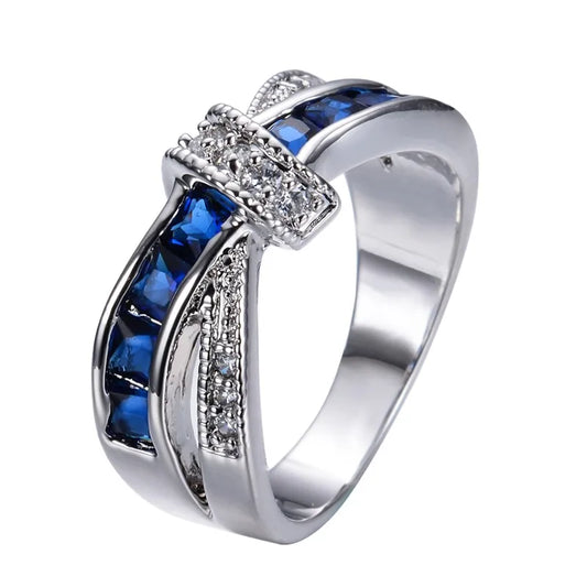 Luckacco Classic 925 Sterling Silver diamond rings For Women Colored zircon size 6-10 Fashion wedding accessories Party Gift Jewelry