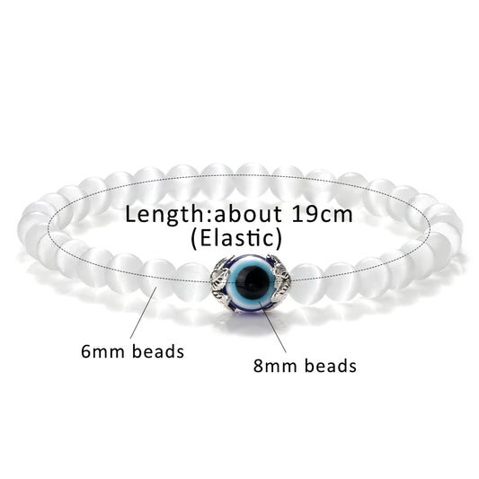 Luckacco Pink Cat Eye Stone Bracelet for Women Men Natural Opal Quartz Chakra Devil's Eye Beads Butterfly Charm Bangle Wrist Jewelry Gift