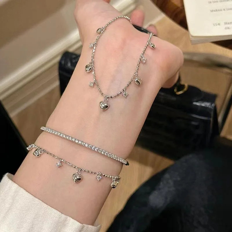 luckacco alloy bracelet new high-end jewelry minimalist zircon charm chain style bracelet for women