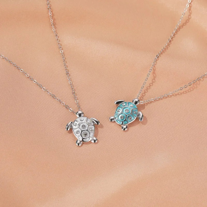 luckacco new style ins fashion tortoise pendant zircon necklace choker for charm woman silver color punk trendy animal neck jewelry gifts
