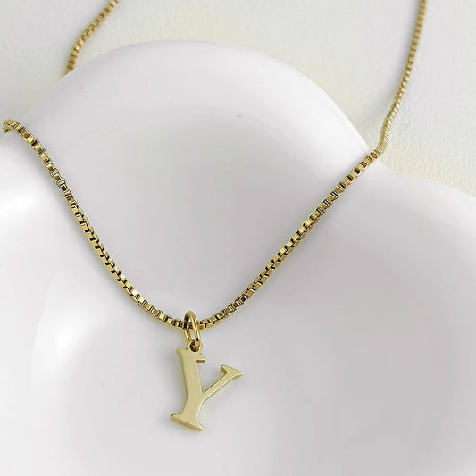 Luckacco Initial necklace letter pendant chamrs stainless steel Necklace jewelry Women's Necklace Box Chain Choker woman trend 2025 gift