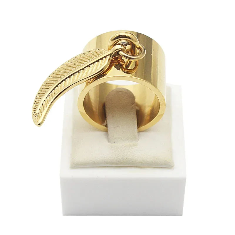 luckacco oval geometric pendant ring women fashion jewelry stainless steel o charm finger ring size 7 10 11 6 9 8