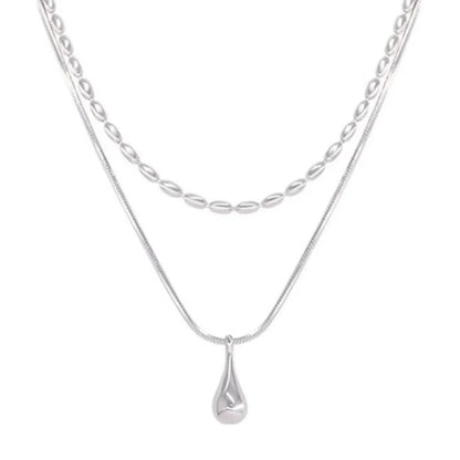 Luckacco New 925 Sterling Silver Double Layer Necklace Exquisite Geometric Shape Pendant Choker Birthday Party Gift Women's Fine Jewelry