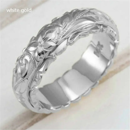 Luckacco Alloy Carving Rose Flower Ring - Trendy Unisex Jewelry Size 5-11 Perfect Valentine's Day Gift