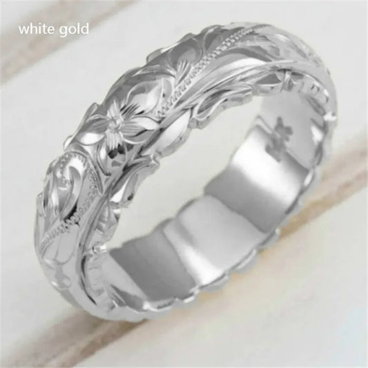 Luckacco Alloy Carving Rose Flower Ring - Trendy Unisex Jewelry Size 5-11 Perfect Valentine's Day Gift