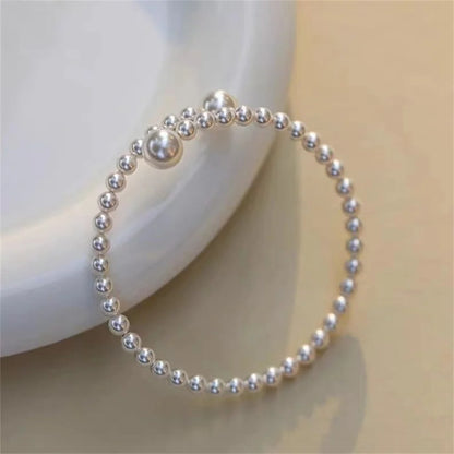 Luckacco French Vintage Pearl Bracelet Simple Acrylic Ball Adjustable Cuff Bracelet For Women Fashion Jewelry