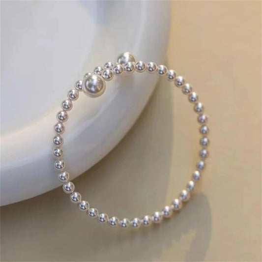 Luckacco French Vintage Pearl Bracelet Simple Acrylic Ball Adjustable Cuff Bracelet For Women Fashion Jewelry