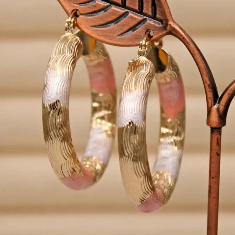 luckacco golden hoop earrings bohemian style alloy earrings exquisite gift women's daily casual earrings