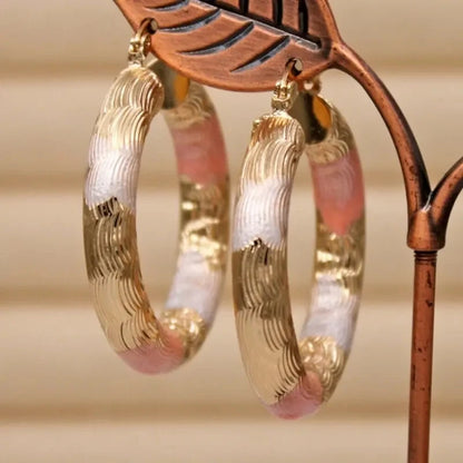 Luckacco Golden Hoop Earrings Bohemian Style Alloy Earrings Exquisite Gift Women's Daily Casual Earrings