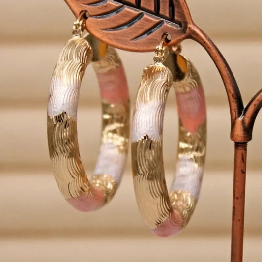 Luckacco Golden Hoop Earrings Bohemian Style Alloy Earrings Exquisite Gift Women's Daily Casual Earrings