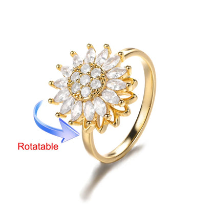Luckacco Four Clover Rotating Anxiety Rings for Women Gold Color Adjustable Stainless Steel Wedding Ring Aesthetic Jewelry Gift anillos