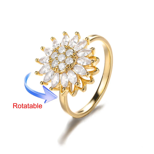 Luckacco Four Clover Rotating Anxiety Rings for Women Gold Color Adjustable Stainless Steel Wedding Ring Aesthetic Jewelry Gift anillos