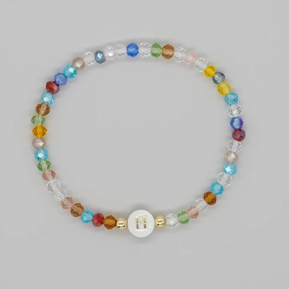 luckacco go2boho crystal shell letter a-z bracelets for women boho summer beach lucky fashion trend jewelry accessories surprise gifts