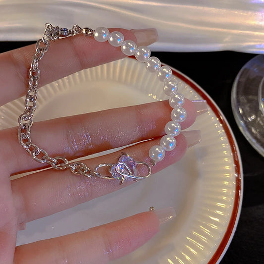 Luckacco LATS New Fashion Unique Design Elegant Delicate Baroque Pearl Bracelet Ladies Premium Jewelry Birthday Party Gift Accessories