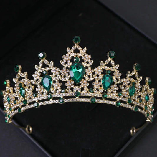 Luckacco Bridal Headwear Green-Colour Women's Fashion Party Crown Girl Performance Tiaras