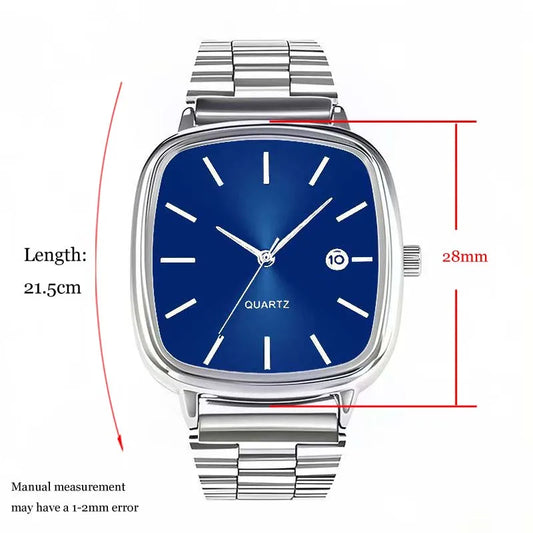 Luckacco Fashion Brand Men Watch Steel Strap Business Calendar Quartz Watches Luxury Wristwatches Gift  Big Dial Clock