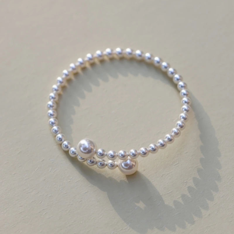 luckacco french vintage pearl bracelet simple acrylic ball adjustable cuff bracelet for women fashion jewelry dropshipping ﻿
