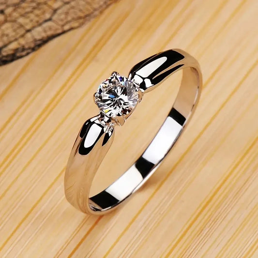 Luckacco daily picks Single Round Cubic Zircon Rings for Women Engagement Wedding Band Accessories Simple Elegant Female Rings Fashion Jewelry