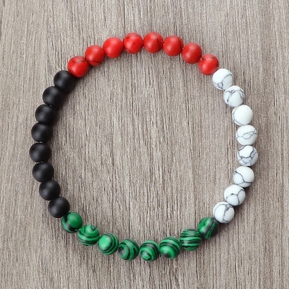 Luckacco Classic Natural Stone Palestine Flag Bracelet Men Women National Flag Beads Bracelet Christmas Prayer Beads Worship Jewelry Gift